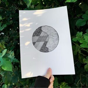 Geometric line art original drawing